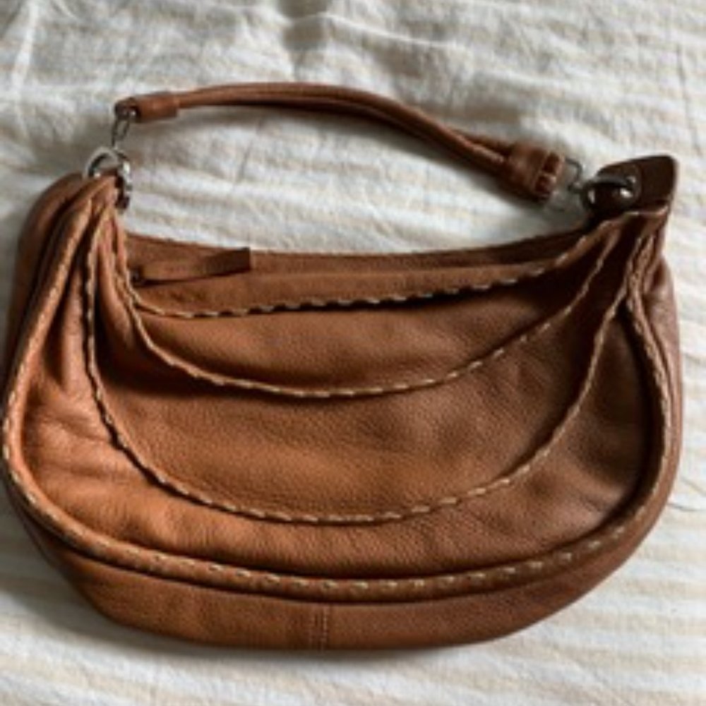Crescent Italian Leather Underarm Hobo Bag
